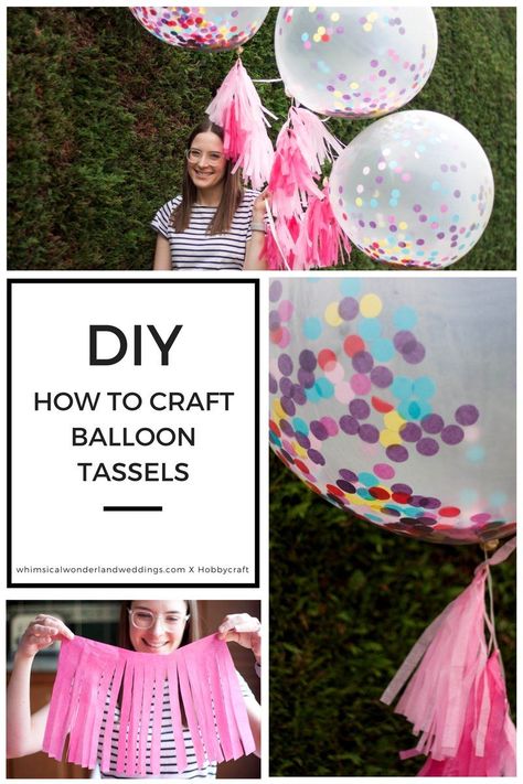 DIY Tissue Paper Tassels Balloons Giant Wedding Tutorial How To Confetti Helium How To Make A Balloon Tassel Tail, Giant Balloon Centerpiece, Giant Balloons With Tassels, Ballon Tassel Diy, How To Make Balloon Tassels, Balloon Tassel Tail Diy, Large Balloons With Tassels, Jumbo Balloons With Tassels, Balloon Tassel Diy