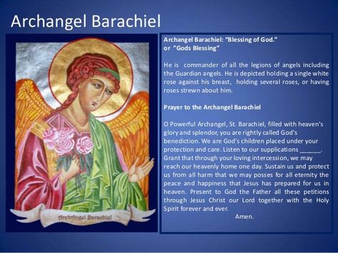 Archangel Barachiel, the Angel of Blessings prayer Barachiel Archangel, Archangel Barachiel, Seraph Angel, Energy Symbols, Angel Therapy, Seven Archangels, Archangel Uriel, Archangel Prayers, Types Of Prayer