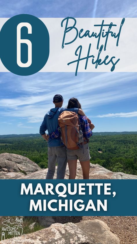 Explore these outstanding hikes in Marquette, Michigan with lush green landscapes, rock lined trails and Lake Superior views. Mountain Top View, North Country Trail, Green Landscapes, Marquette Michigan, Upper Peninsula Michigan, Presque Isle, Beautiful Hikes, Michigan Travel, Autumn Park