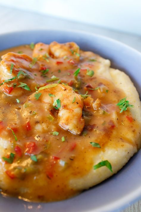 Grits Breakfast, Cajun Shrimp And Grits, Shrimp N Grits Recipe, Southern Cooking Recipes, Grits Recipe, Shrimp Grits, Delicious Seafood Recipes, Easy Brunch Recipes, Shrimp And Grits