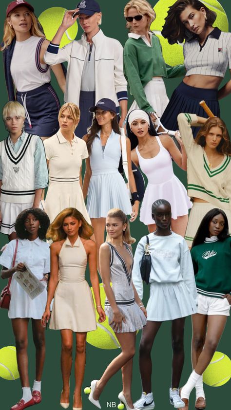 Wimbledon Outfit Women, Vogue Outfits, Court Photoshoot, Pickleball Outfit, Tennis Core, Tennis Court Photoshoot, Tennis Fits, Athleisure Street Style, Tennis Lifestyle