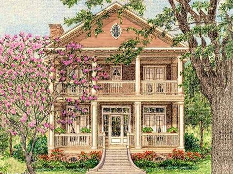 Unique Family House Plans, Floor Plan Layout for Two Story Homes, Deve – Preston Wood & Associates Cottagecore House Plans, City Corner, Two Story Cottage, House Plans 2 Story, 2 Story House, Urban House, Urban Homes, Two Story House Design, House With Balcony