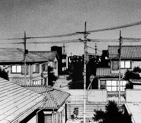 30-Kiyohiko-Azuma-Architectural-Urban-Sketches-and-Cityscape-Drawings-www-designstack-co Cityscape Drawing, Manga Drawing Tutorials, Power Lines, 흑백 그림, Perspective Drawing, Anime Monochrome, Good Manga, Fete Anime, Japanese Artists