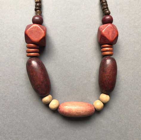 "This is a vintage necklace of wonderful handmade wood beads in earthtone colors. The beads are solid wood. The necklace is created in the 70's. Length : approx. 30 cm / 12\ Wooden Bead Jewelry, Wood Beads Jewelry, Wooden Bead Necklace, African Accessories, Wooden Bead Necklaces, Cute Scarfs, Beaded Necklace Diy, Necklace Diy, Bead Jewelry