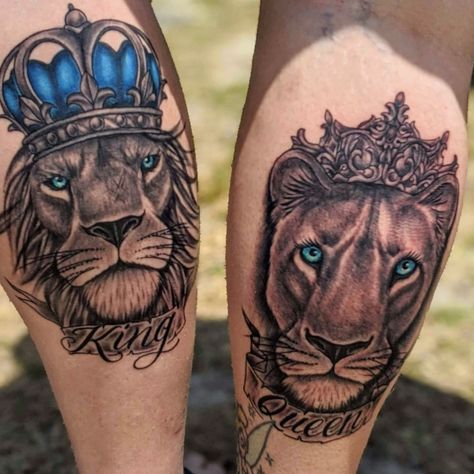 King & Queen, Husband and Wife Tattoos Husband And Wife Tattoos, Wife Tattoos, Wife Tattoo, Tattoos For Women Half Sleeve, Matching Couple Tattoos, Matching Couple, Matching Tattoos, Couple Tattoos, Animal Tattoos