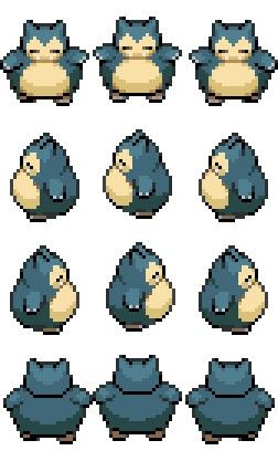 Snorlax Sprite, Rpg Tileset, Pokemon Sprites Pixel Art, How To Pixel Art, Pokemon Sprites, Piskel Art, Pixel Characters, Pixel Art Characters, Pix Art