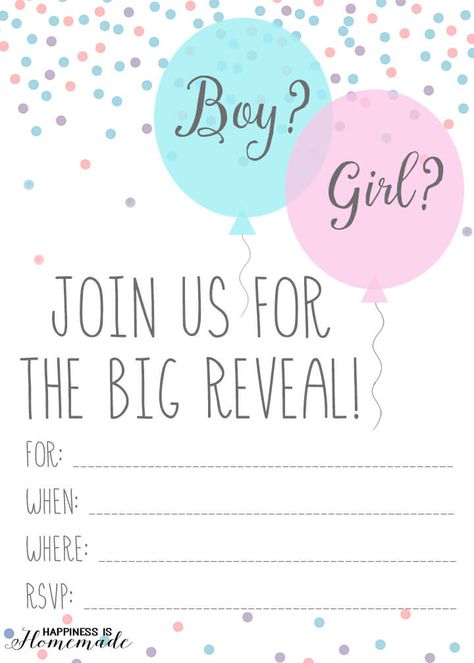 Gender Reveal Invitations Template Blank, Baby Gender Reveal Invitations, Baby Gender Reveal Party Ideas, Gender Ideas, Homemade Invitations, Gender Reveal Party Ideas, Reveal Party Ideas, Creative Gender Reveals, Gender Reveal Invitations Template