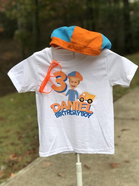 Blippi Party, Custom Pizza, Boy Birthday Party Themes, Photo Birthday, Shirts Ideas, Birthday Party Shirt, My Son Birthday, Birthday Tshirts, 3rd Birthday Parties