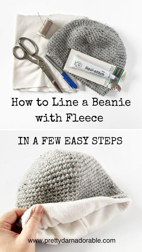 Best Way to Line a Hat With Fleece (Easy Tutorial) - Pretty Darn Adorable How To Sew Fleece Fabrics, Crochet Projects To Sell, Winter Sets, Crochet Dreams, Crochet Wearables, Easy Crochet Hat, Fall Crochet Patterns, Crochet Hack, Sewing Fleece