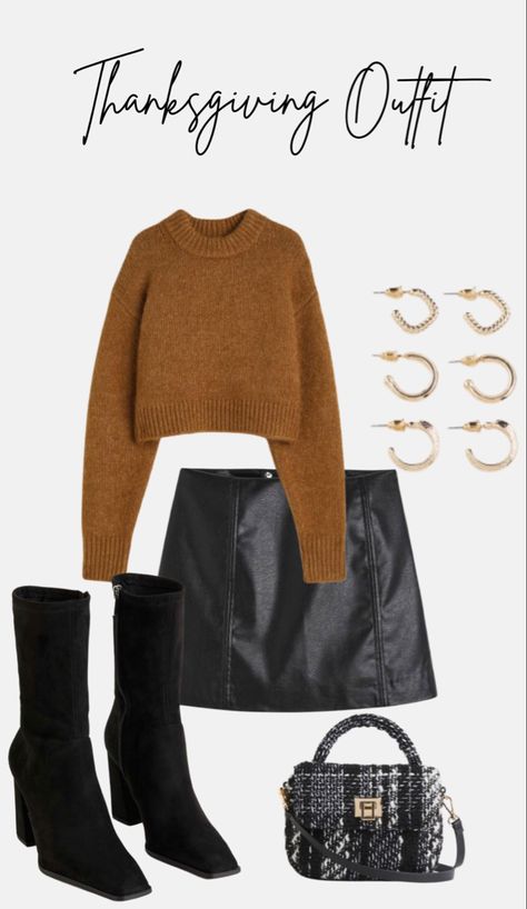 It’s giving all the Thanksgiving vibes 🦃🤎 Follow my shop @rachaelmcraft on the @shop.LTK app to shop this post and get my exclusive app-only content! #liketkit #LTKHoliday #LTKSeasonal #LTKparties #fashion #fauxleatherskirt #thanksgiving #falltrends2023 #trendy #boots #skirtfashion #sweater @shop.ltk https://liketk.it/4lFSJ Thanksgiving Skirt Outfits Women, Trendy Thanksgiving Outfits 2023, Teen Thanksgiving Outfits, Thanksgiving Sweater Outfit, Thanksgiving Outfit 2023, Friendsgiving Outfit, Thanksgiving Fit, Thanksgiving Vibes, Holiday Fits