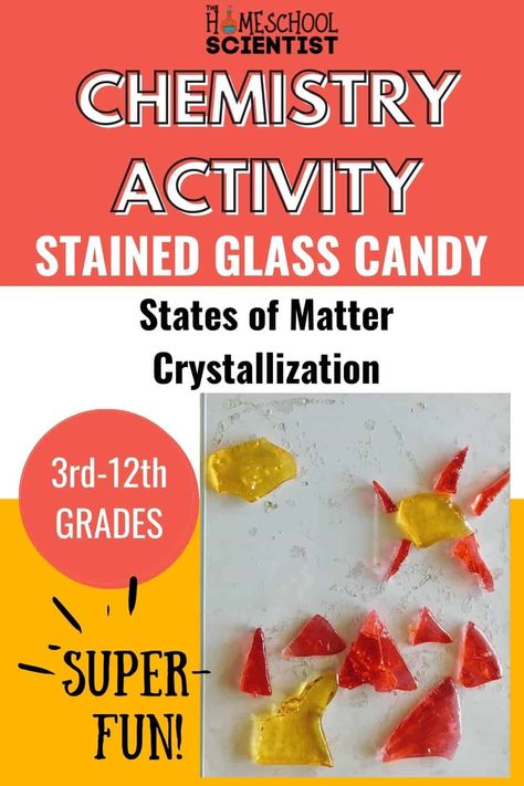 Candy Chemistry, Stained Glass Art Project, Stained Glass Candy, Chemistry Activities, General Science, Chemistry Experiments, Making Stained Glass, Yellow Foods, Glass Art Projects