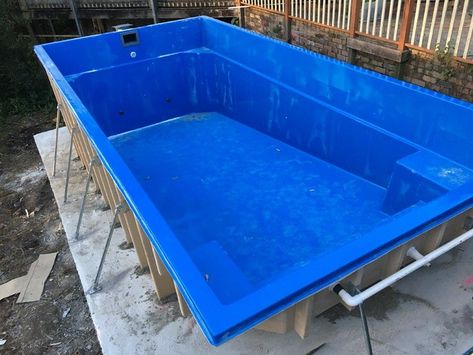 Above Ground Fiberglass Pools, Ground Deck, Build Your Own Pool, Cheap Pool, Small Pool Design, Above Ground Pool Decks, Fiberglass Pools, Tub Pools, Above Ground Swimming Pools