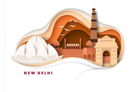 Delhi Vector, Delhi Illustration, New Delhi City, Selfie Corner, Delhi Map, Paper Cut Illustration, Cutout Art, Delhi City, Italy City