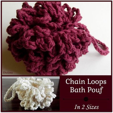 Chain Loops Bath Pouf Scrubbies Crochet Pattern, Crochet Pouf, Crochet Scrubbies, Shower Puff, Crochet Faces, Crochet Chain, Crochet Washcloth, Crochet Dishcloths, Chain Loop