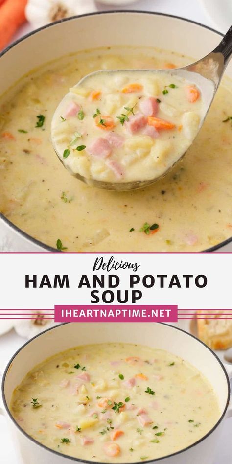 Ham Bone Potato Soup, Ham Soup Crockpot, Creamy Ham And Potato Soup, Ham Bone Soup Recipes, Crockpot Ham And Potatoes, Ham Chowder, Ham Bone Soup, Ham Soup Recipes, Savory Ham