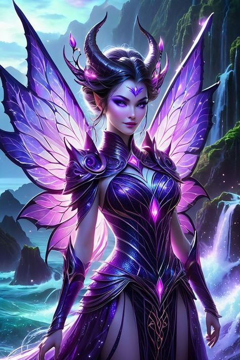 Evil Fairy Art, Fairy Warlock, Butterfly Demon, Witch Core Outfits, Fantasy Beings, Warlock Dnd, Phoenix Artwork, Dragon Fairy, Evil Fairy