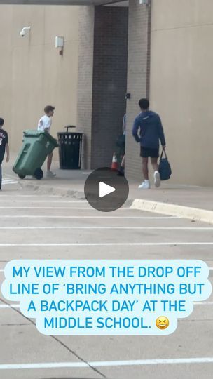 123K views · 945 reactions | Bring anything but a backpack day at the middle school was hilarious during drop off. Next year I might show up and park so I can drink my coffee and enjoy the show. 😆 Oh middle schoolers, you don’t disappoint! | Shellie Carson | Rusted Root · Send Me On My Way Anything But A Backpack Day Ideas, Anything But A Backpack Day, Anything But A Backpack, Can Drink, Middle Schoolers, Drink Me, Drop Off, My Coffee, On My Way