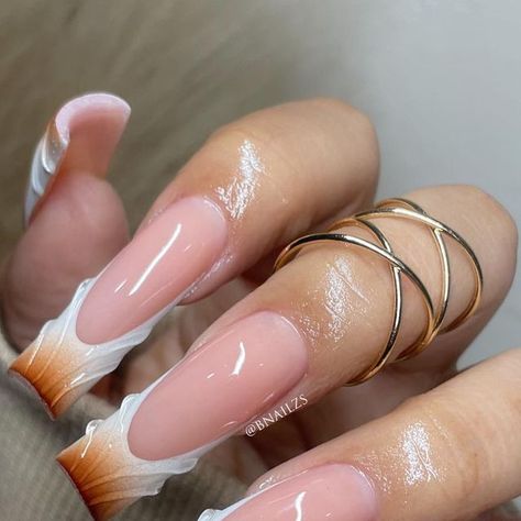 𝑩𝒆𝒕𝒛𝒂 ♥ on Instagram: "Obsessed with these ! Let’s do them in every color 🫶🏻 @shopagaloreco 🤎Cover | TRUE NUDE 🤎GC05 | ULTRA WHITE 🤎GC12 | ESPRESSO ••use code 𝑩𝑬𝑻𝒁𝑨 to save•• Inspo @nailsxomari ✨ #frenchtipnails #brownnails #ombrenails #airbrushnails #texturenails #3dgel #whitenails #longnails #fallnails #nailstoinspire #nailinspo #nailsaddict #gelnails #beginnernailtech #thanksgivingnails #brownaesthetic #trendynails #nails2inspire #lanailtech" Brown Ombre French Tip Nails, Airbrush French Tip Nails, Air Brush Nails, Airbrush Nail Art, Cut Nails, Brown Nail Art, La Nails, How To Cut Nails, Airbrush Nails