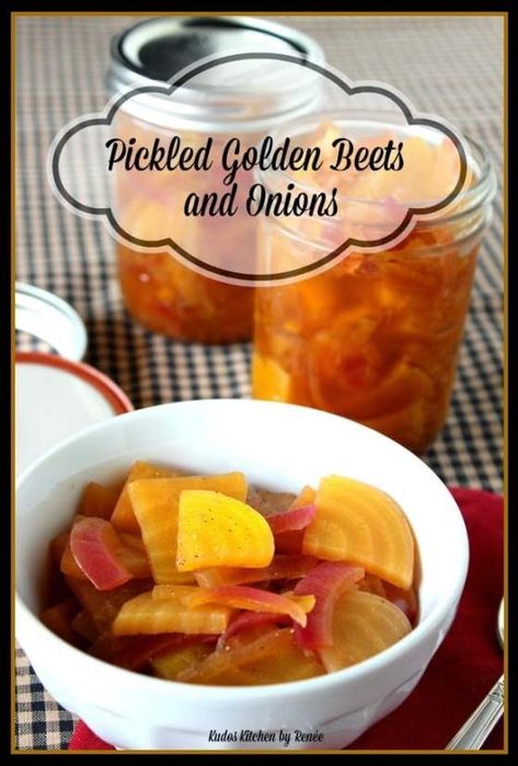 Pickled Golden Beets and Onions Recipe Pickled Golden Beets, Golden Beets Recipe, Fresh Vegetable Recipes, Beets Recipe, Canning Fruit, Golden Beets, Beet Recipes, Pickled Beets, Pickled Veggies