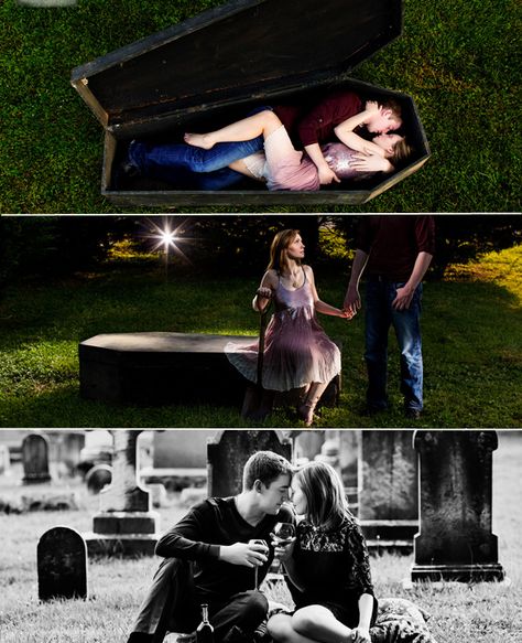 "True Blood" romance... Creepy Halloween Engagement Photo Ideas Vampire Shoot, Horror Wedding, Halloween Engagement, Beauty Fotografie, Vampire Wedding, Themes Party, Wedding Ceremony Unity, Halloween Decor Diy, Halloween Themed Wedding