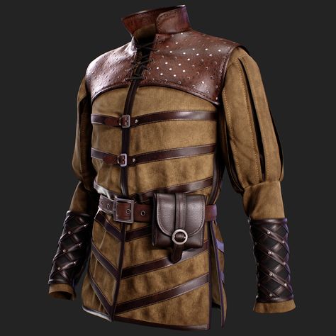 Medieval Outfit-MALE- MD/Clo3d + Smart Material + 4K Textures + OBJ + FBX (vol 42), Zahra.3D on ArtStation at https://www.artstation.com/artwork/blAY4G Fantasy Clothing Drawing Outfit Ideas, Leather Armor Male, Fantasy Clothing Drawing, Drawing Outfit Ideas, Outfit Ideas Male, Gothic Fashion Men, Medieval Fantasy Clothing, Clothing Drawing, Medieval Outfit