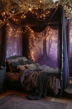 Goth Room Ideas Bedrooms, Goth Room Ideas, Painting Design Ideas, Goth Room, Forest Bedroom, Witchy House, Cottagecore Bedroom, Bohemian House Decor, Room Needs