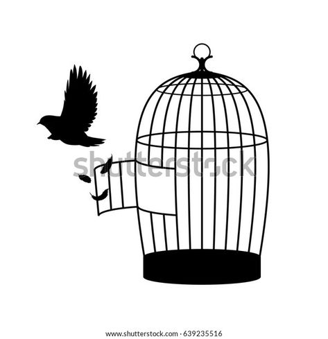 Bird Flying Out Of Cage, Cage Drawing, Bird Trap, Branch Vector, Wooden Bird Houses, Bird Flying, Flying Bird, The Cage, Bird Silhouette