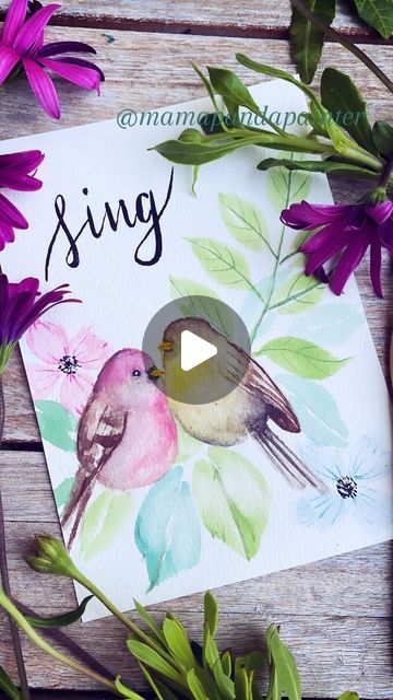 Watercolor Flower And Birds, Love Birds Watercolor Painting, Lovebird Painting, Love Birds Drawing, Lovebirds Watercolor, Love Birds Painting, Watercolor Painting For Beginners, Watercolor Paintings Of Animals, Rose Crafts