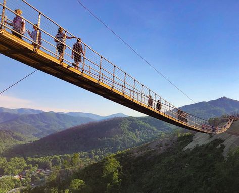 Re-opening Fall 2017   Come fly up Crockett Mountain on the best seat in Gatlinburg. Open year round. We hope to see you soon. Smoky Mountain Waterfalls, Sky Bridge, Mountain Waterfall, Waterfall Adventure, Tennessee Vacation, Gatlinburg Tennessee, Wooden Bridge, East Tennessee, Suspension Bridge