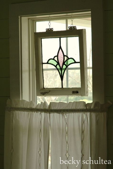 Where To Hang Stained Glass Panel, Cottage Stained Glass Window, Farmhouse Stained Glass Window, Stained Glass Hanging In Window, Vintage Stained Glass Windows, Hanging Stained Glass Panels, White Stained Glass Window, Stained Windows, Lead Light