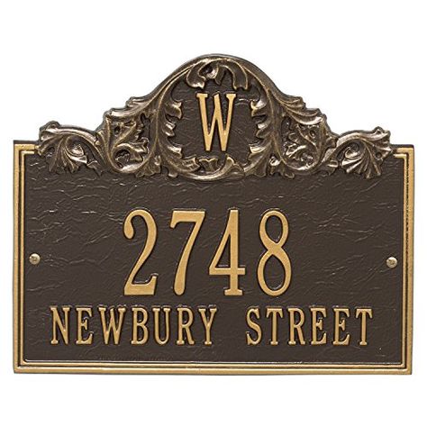 House Number Plate, Arched Eyebrows, Gothic Font, Bronze Plaque, Personalized Plaques, Yard Landscape, Monogram Wall, Single Letter, Address Plaque