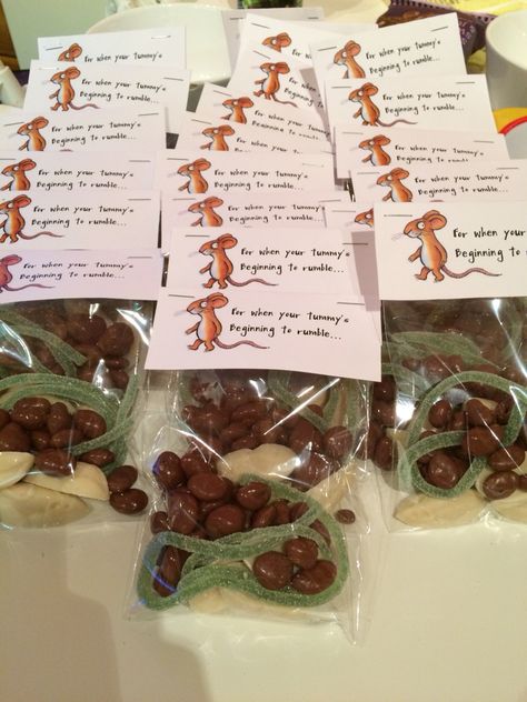 Gruffalo party bags Gruffalo Party Bags, Gruffalo Party Ideas, Gruffalo Party Games, Gruffalo Party Decorations, Stickman Party, Gruffalo Costume, Gruffalo Cake, Gruffalo Activities, Gruffalo Party