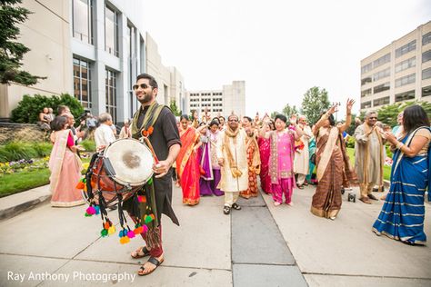 Indian wedding baraat procession https://www.maharaniweddings.com/gallery/photo/141358 Indian Wedding Baraat, Baraat Procession, Gallery Photo, Indian Wedding, Academic Dress, Street View, Weddings, Quick Saves