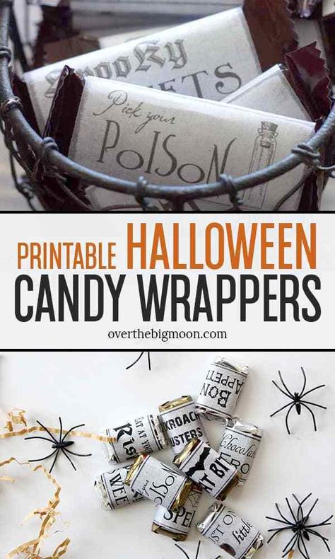 Halloween Candy Wrapping Ideas, Halloween Candy Wrappers, Halloween Candy Bar Wrappers, Halloween Candy Crafts, The Chocolate Touch, Witch Brew, Halloween Candy Bar, Halloween Care Packages, Chocolate Bar Wrapping