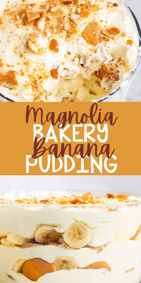 This is my FAVORITE Banana Pudding Recipe - it's Magnolia Bakery banana pudding - starts with a mix and is so good and easy too! Magnolias Bakery Banana Pudding, Magnolia Bread Pudding, Paula Seems Banana Pudding, Bananapudding Southern Banana Pudding, Copycat Magnolia Bakery Banana Pudding, Chick Fil A Banana Pudding, Banana Pudding With Pecan Sandies, Easy Southern Banana Pudding, Thick Banana Pudding