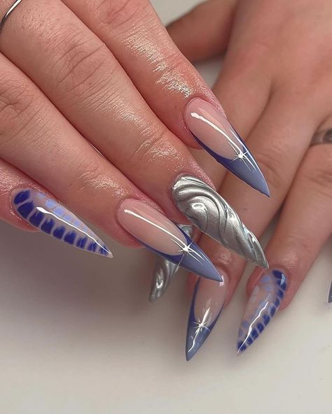 Beautynailsclip (@beautynailsclip) • Instagram photos and videos Nail Art Blanc, Acrylic Nails Almond Shape, 3d Nail Art Designs, Square Acrylic Nails, Manicure Y Pedicure, Fire Nails, Funky Nails, Pretty Acrylic Nails, Fancy Nails