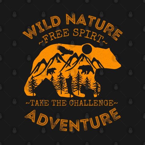 Merch Design, Bear Mountain, Mountain Tshirt, Hiking, Forest, Tshirt Designs, Inspirational Quotes, Camping, T Shirts