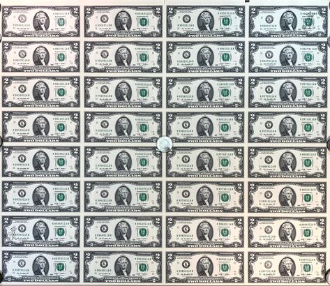 🟥MY COLLECTIONS 🟨Uncut Uncirculated Sheet of $2 Two Dollar Bills USA Currency Notes 2 Dollar Bill, Currency Note, Two Dollars, 1 Dollar, Dollar Bills, Coin Collection, Europe Map, Dollar Bill, Coin Collecting