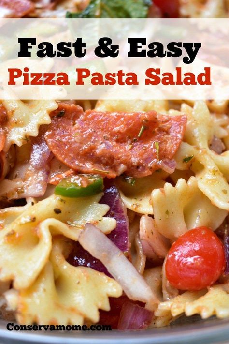 Work Salads, Easy Pizza Pasta, Pepperoni Pizza Pasta Salad, Company Recipes, Pizza Pasta Salad, Pizza Salad, Side Items, Supreme Pizza, Salads Recipes