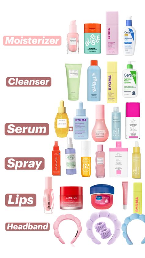 Skin Care Items List, Preppy Skincare Products Png, Preppy Hair Care Brands, Preppy Skincare Products Cheap, Preppy Skin Care, Preppy Night Skincare, All Kinds Skincare Preppy, Cerave Cleanser, Skin Care Items