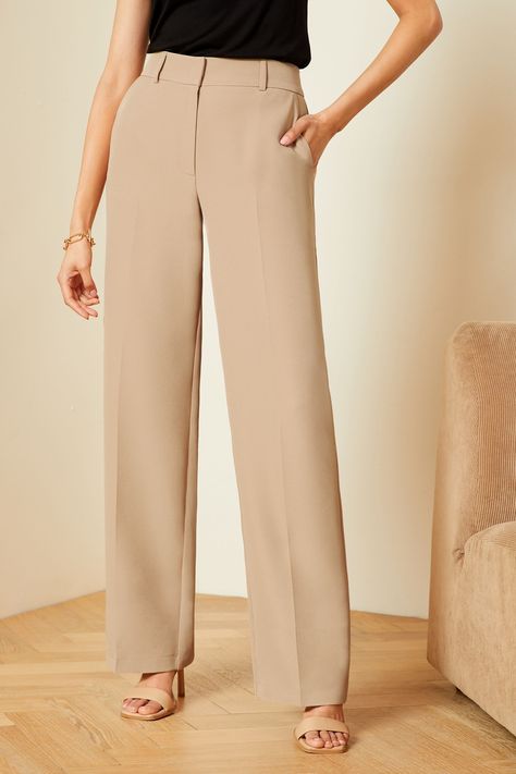 Tailored trousers with a flattering wide leg and fitted high waist. Available in a range of classic and trendy colours. High waisted. Wide leg fit. Side pockets. Main 95% Polyester, 5% Elastane. Lining 100% Polyester. Formal Trousers Women, Cotton Pants Women, Sixth Form, High Waisted Wide Leg Pants, Love Roses, Trouser Design, Tencel Fabric, Classic Pants, Newborn Dresses