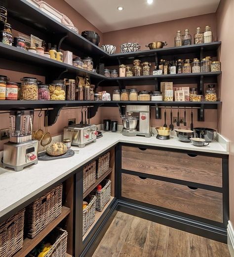 15 Top Kitchen Pantry Ideas for a Functional Space - StoryNorth Walkin Pantry Ideas, Modern Farmhouse Pantry, Black Pantry, Kitchen Pantry Ideas, Tom Howley, Best Paint Sprayer, Dream Pantry, House Pantry, Butler’s Pantry