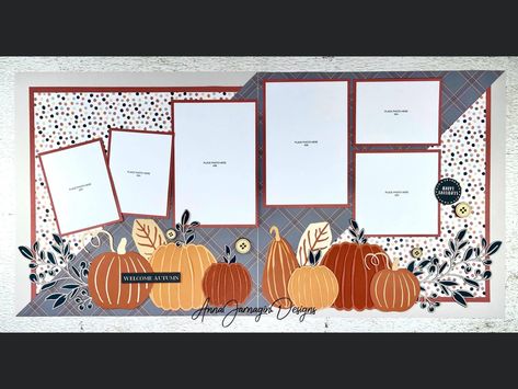 Thanksgiving Scrapbook Layouts, Scrapbook Calendar, Fall Scrapbook Layouts, Halloween Layout, Scrapbook Design Layout, Beautiful Scrapbook Layouts, Christmas Scrapbook Layouts, Holiday Scrapbook, Scrapbooking Layouts Baby