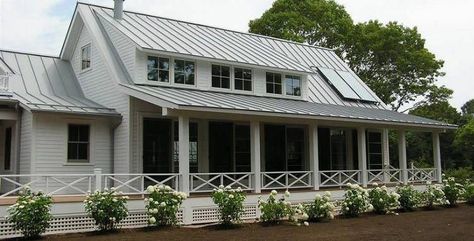 cottage gray metal roof - Google Search Light Gray Metal Roof, Shakes Ideas, Gray Metal Roof, Galvalume Roof, Metal Roof Houses, Cedar Shake Roof, Cedar Shakes, Roof Architecture, Roofing Diy