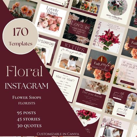 170 Floral Instagram Post Templates, Flower Shops, Florist Templates, Flower Shop Wedding Bouquets, Canva Templates, Florist Social Media😍 Instagram Template Flower Shop Social Media Post, Florist Social Media, Flower Shop Wedding, Canva Templates Free, Canva Templates Instagram Post, Reels Cover, Citations Instagram, Me Template, About Me Template