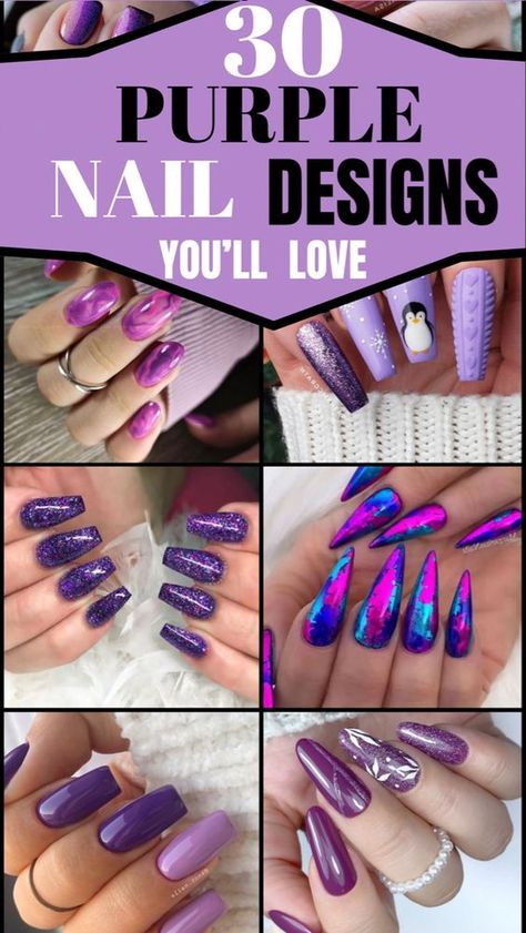 if you love purple nail designs then you’re in the right place. These purple nails are lovely and you’ll like to try them for your next manicure. Try these purple nail designs for your next manicure and you’ll love them Purple And Silver Nails, Purple Chrome Nails, Purple Nail Art Designs, Purple Gel Nails, Dark Purple Nails, Violet Nails, Grey Nail Designs, Purple Nail Art, Purple Acrylic Nails