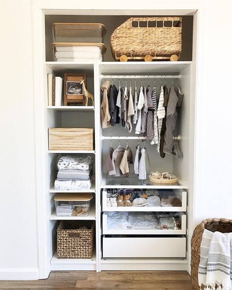 Ikea Nursery Closet, Twin Nursery Room, Baby Cabinet, Closet Room Organizer, Baby Room Closet, Cozy Baby Room, Newborn Room, Ikea Nursery, Nursery Decor Inspiration