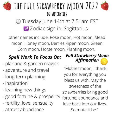 Full Strawberry Moon, Corn Moon, Moon Spells, Strawberry Moon, Strawberry Moons, Moon Calendar, The Moon Is Beautiful, Pagan Witchcraft, Mead