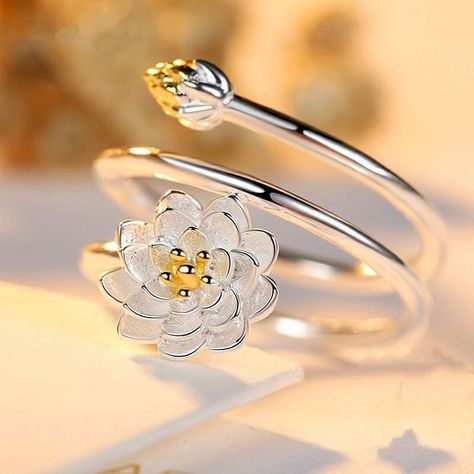 Discover even more ideas for you Lotus Flower Ring, Lotus Ring, Daisy Ring, Three Rings, Build Trust, Special Jewelry, Band Engagement Ring, Mua Sắm, Open Ring