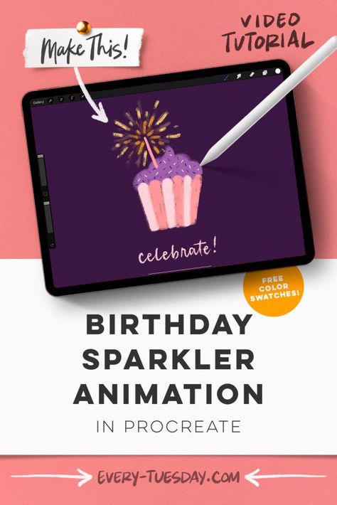 Procreate Animation for Beginners: Birthday Sparkler!￼ Happy Birthday Procreate, Birthday Card Procreate, Procreate Invitations, Procreate Classes, Procreate Animation, Birthday Sparklers, Procreate Tips, Procreate Ipad Tutorials, Birthday Card Online